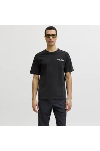 Jack & Jones Erkek Gögüs Baskili Sifir Yaka Kisa Kollu Tisört - Oscar - 12302469 Siyah