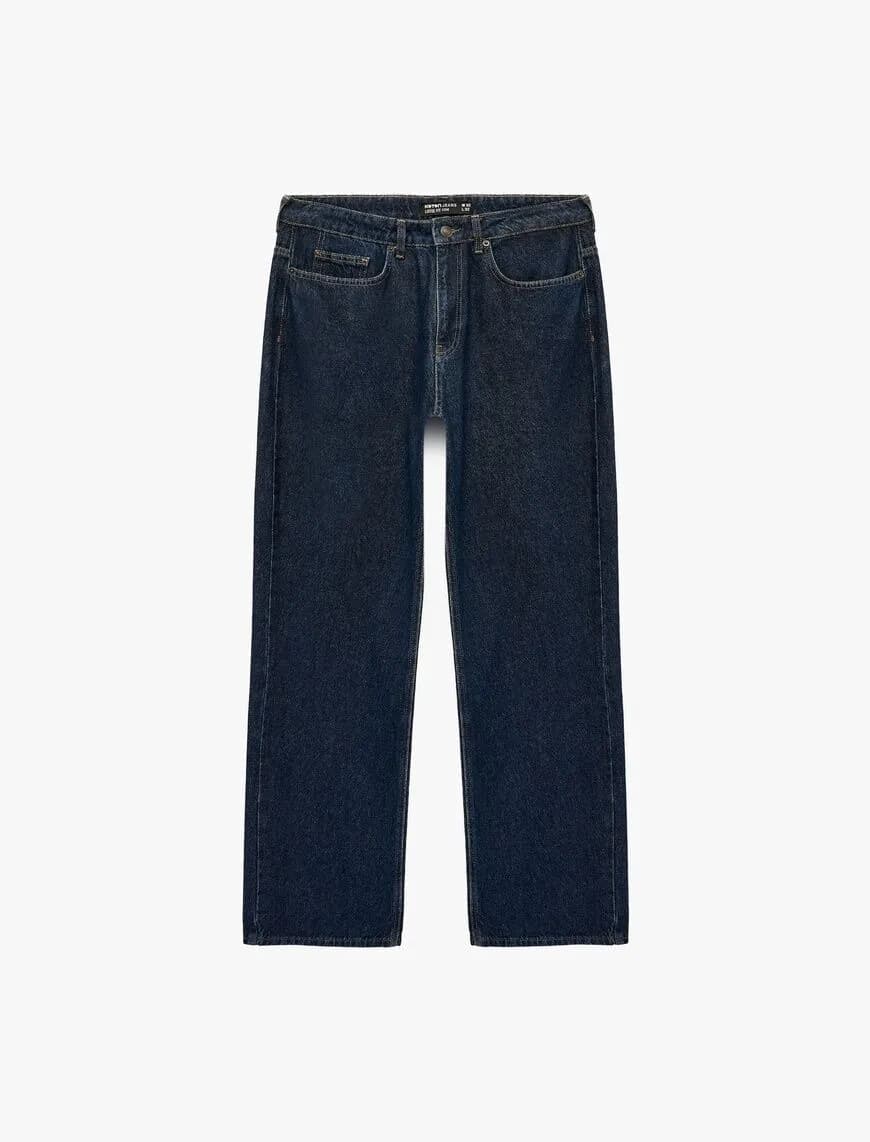 Pamuklu Normal Bel Cepli Loose Fit Jean Pantolon