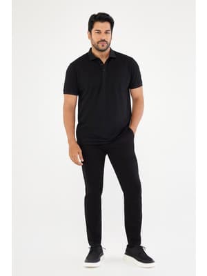 Altınyıldız Classics Erkek Siyah Kanvas Diz İzi Yapmayan Slim Fit Dar Kesim Yan Cep Chino Pantolon