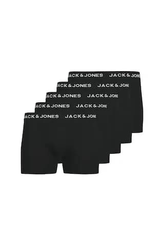 Jack & Jones Erkek Logolu Beli Lastikli 5'li Boxer Paketi - Anthony 12263362 Black Siyah