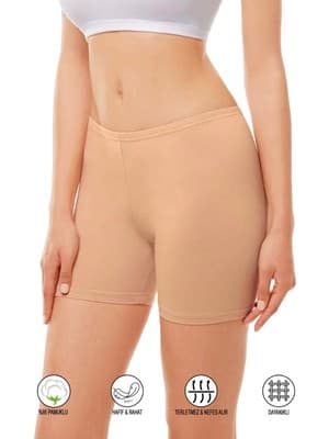 Özkan Underwear 26591 Kadın Pamuklu Likralı Ara Boy Diz Üstü Kısa Tayt Şort Boxer