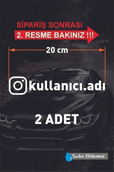 Instagram Kullanıcı Adı - 2 Adet 20 Cm - Araç - Motorsiklet - Cam Sticker Etiketi Folyo- Harf Kesim