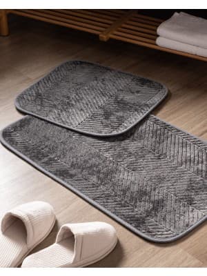 Madame Coco Eze Banyo Paspası Antrasit Renk Kaymaz Tabanlı 2 Adet 50 x 80 cm