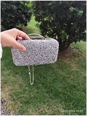 Yeni Model Iri Taşlı Gümüş Abiye Çanta