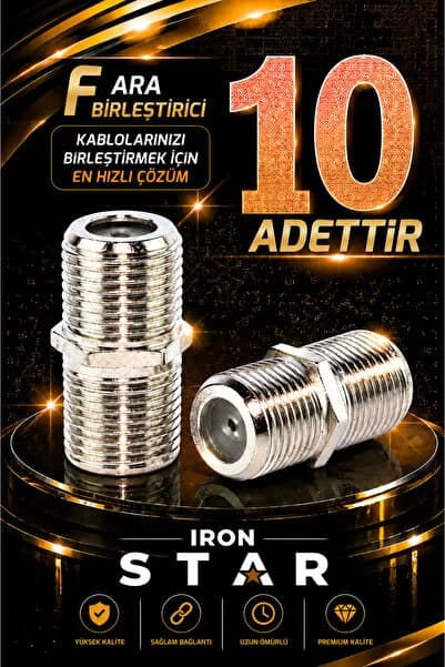 IRONSTAR 10 ADET F ara birleştirici / F dişi dişi adaptör / F konnektör ara ek aparatı / Uydu kablosu ek aparatı / kablo birleştirici / Anten kablosu ara birleştirici /konnektör-kornektör-jak-bağlantı aparatı