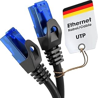 KabelDirekt – Ethernet Kablosu 10Gbit/s – 5m, siyah | 10Gbps, Gigabit Ağlar için Fiber Hızı, RJ45 ile Switch/Router/Modem, siyah/mavi