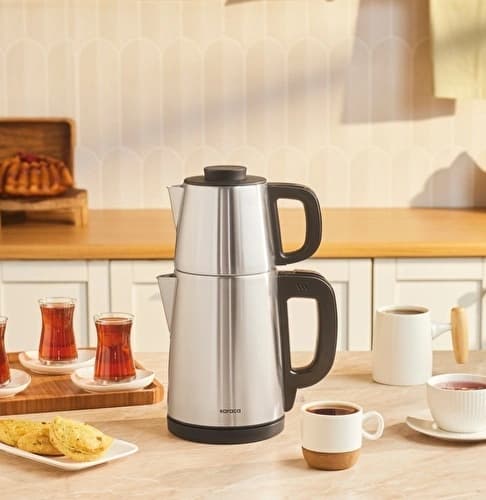 Karaca Tea Break 2 in 1 Su Isıtıcı Çelik Çay Makinesi Inox Siyah