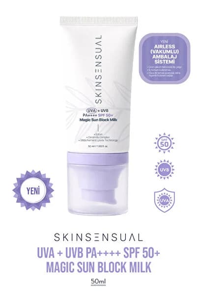 Skin Sensual Magic Sun Block Milk SPF 50+ Yeni Nesil Filtreli Yüz Güneş Kremi 50 ml | UVA + UVB Geniş Spektrum