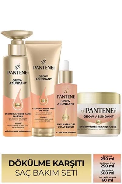 Pantene Grow Abundant Saç Dökülmesine Karşı Bakım Seti: Şampuan, Saç Bakım Kremi, Maske, Saç Derisi Serumu