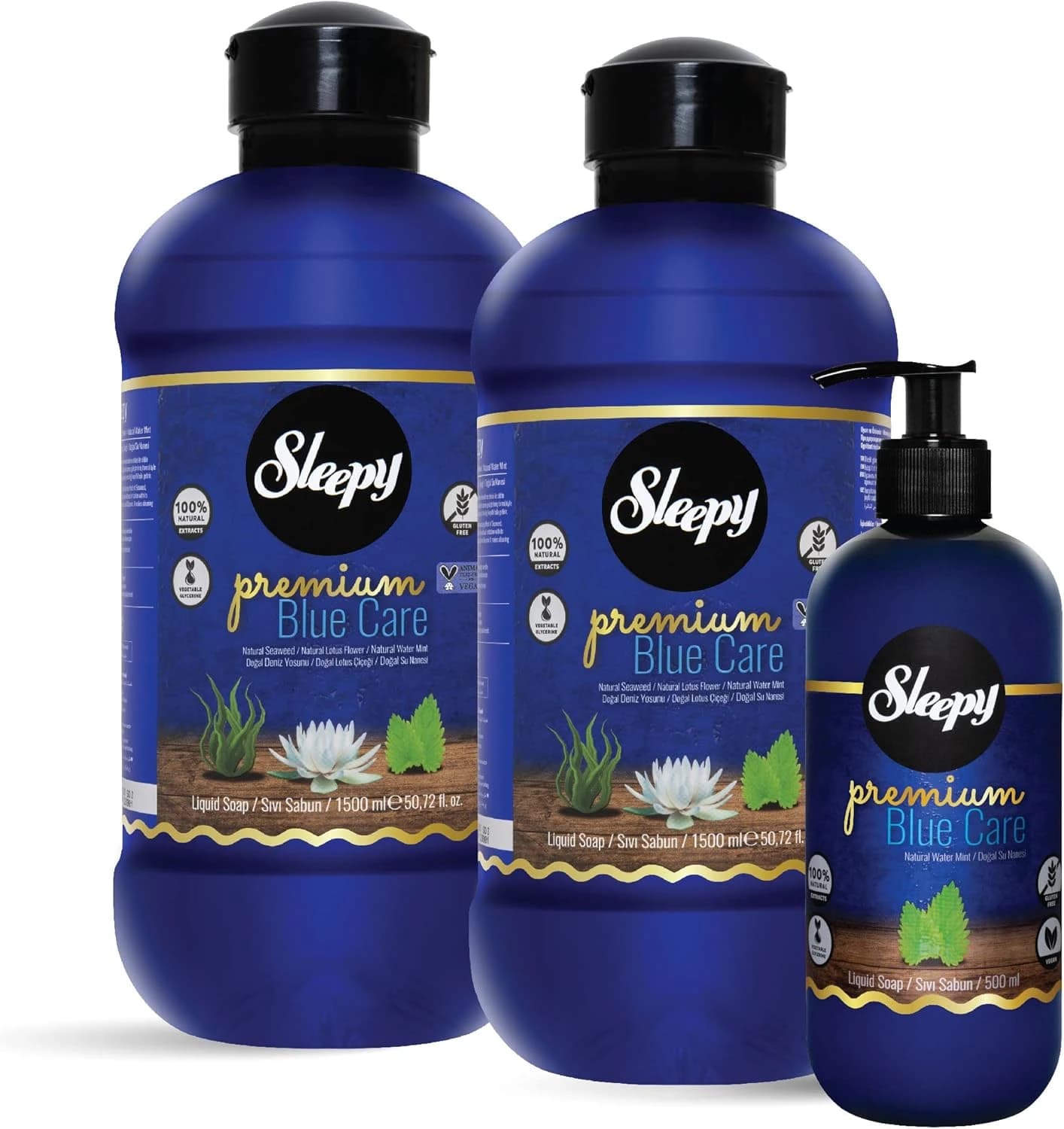 Sleepy Premium Blue Care Serisi Sıvı Sabun 500 ml + 2x1500 ml