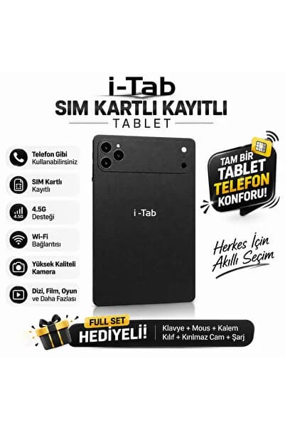 asfteknoloji İ-Tab 17 ProMax Sim Kartlı Full Set Hediyeli-Klavye+Mous+Kalem+Kılıf+Kırılmazcam
