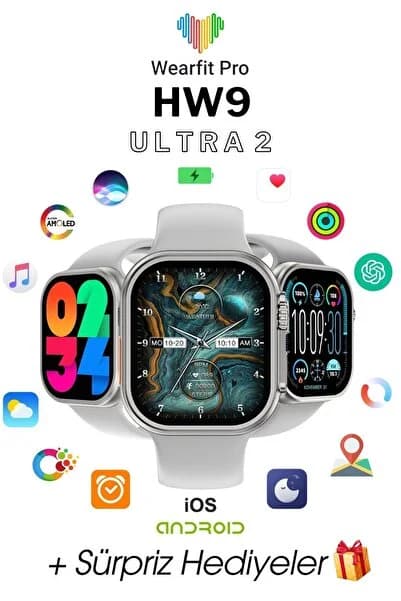 wearfit WEARFİT HW9 ULTRA 2 GİFT Akıllı Kol Saati Model:inç 49mm MİNİLED Ekran (GRİ)