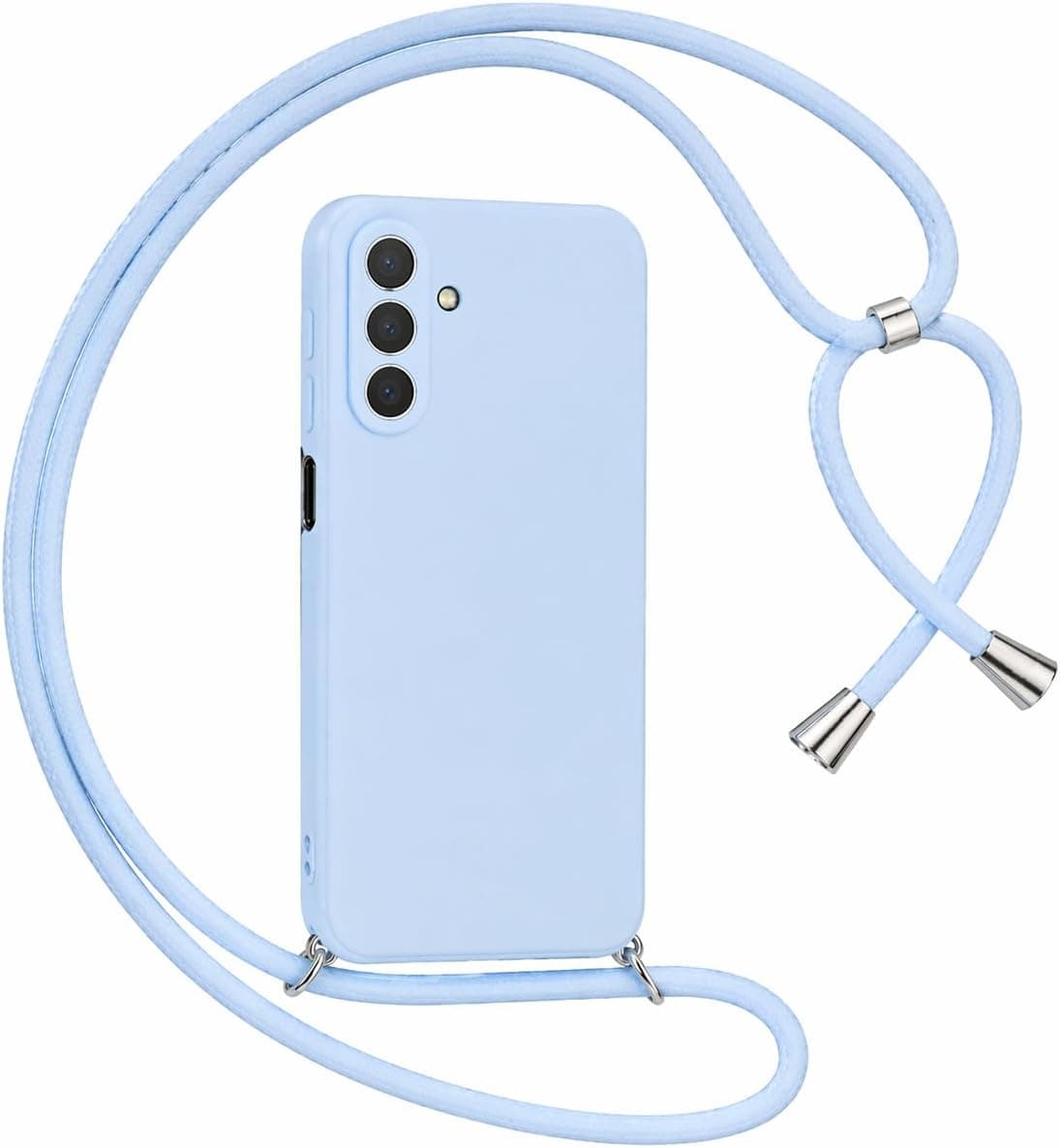 Coverzone Galaxy S25 ile Uyumlu Özel Üretim Ayarlanabilir İpli Boyun Askılı Silikon Kılıf Kadife İç Yapılı Viper Boyun Çapraz Taşıma Özellikli Asılabilen İpli Telefon Kılıfı Bebek Mavisi