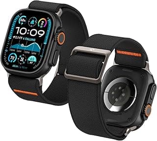 Spigen Apple Watch 49/46/45mm Ultra 3/2/1 / Seri 11/10/9/8/7 ile Uyumlu Kordon Band Lite Fit Ultra Örme Naylon Kumaş Siyah Kayış - AMP05983 (Spigen TR Garantili)