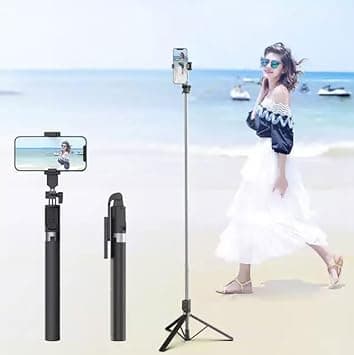 Coverzone Bluetooth Kumandalı Telefon Tripodu – Ayarlanabilir Yükseklikli Selfie Çubuğu, Masaüstü ve Portatif Tasarım, Ev, Stüdyo, Tatil, Kamp ve Dış Mekan Çekimleri İçin Uygun P170