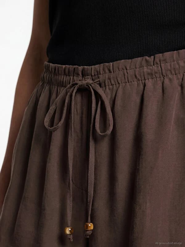 Beli Lastikli Geniş Paça Kadın Pantolon