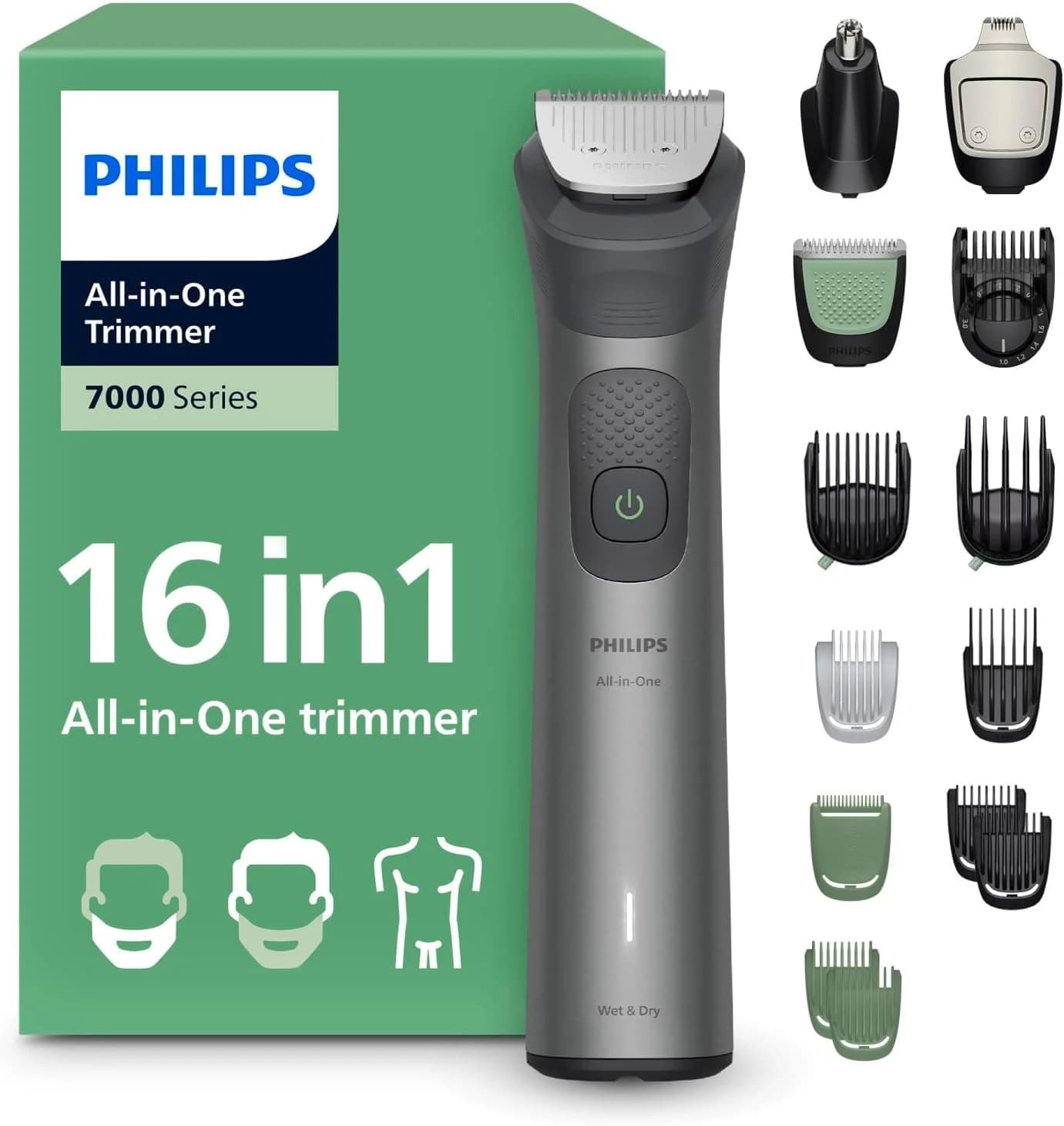 Philips 7000 Serisi 16in1,Erkek Bakım Seti,Yüz/Saç/Vücut Tıraş Makinesi,Islak/Kuru Kullanım,MG7931/30