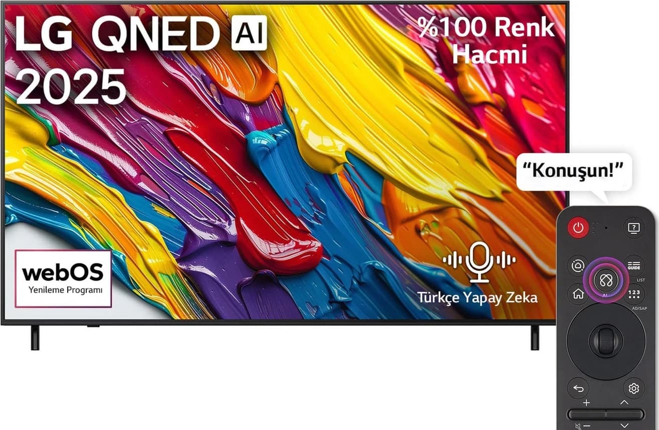 LG 65QNED82A6B 65 inç 165 Ekran Uydu Alıcılı 4K Smart TV AI Sihirli Kumanda HDR10 webOS QNED TV 2025
