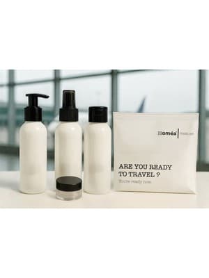 royalgross Royal Gross Plastik Seyahat Boy 100ML Beyaz Şişe ve Kavanoz 4’lü Set Çantalı Seyahat Kiti