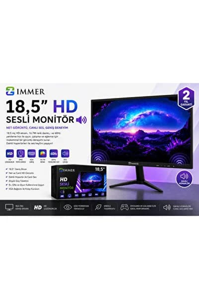 KARER Zimmer 18,5 İnç HD Sesli LED Monitör – 60Hz 5ms VGA Girişli