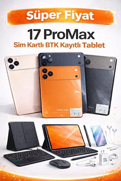 asf teknoloji 17 ProMax Sim Kartlı BTK Kayıtlı Full Set Hediyeli Tablet