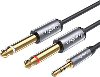 VegGieg 3.5mm to 6.35mm 2*Mono Amfi Enstrüman AUX Ses Kablosu 1.8 Metre