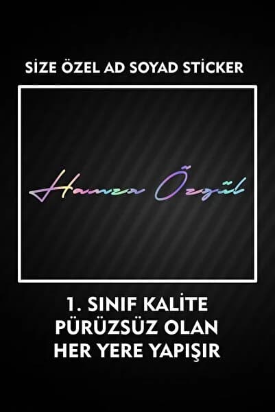 3M Size Özel Ad Soyad İmza 20x3 Cm / İmza Etiket / Araç Sticker / Motor Sticker 1 adet