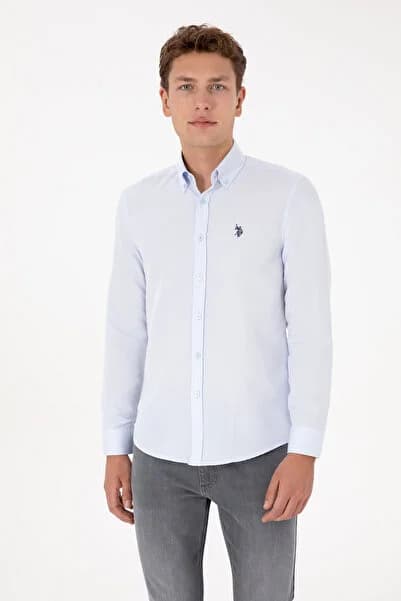 U.S. Polo Assn. Erkek Açık Mavi Uzun Kollu Basic Gömlek 50316723-VR003
