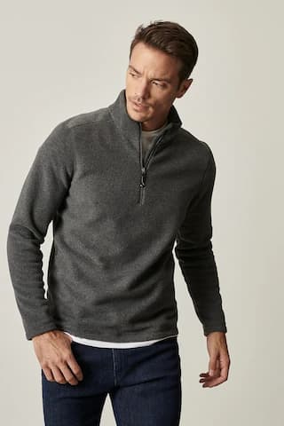 AC&Co / Altınyıldız Classics Anti-Pilling Tüylenme Yapmayan Bato Yaka Erkek Polar Sweatshirt Antrasit Melanj
