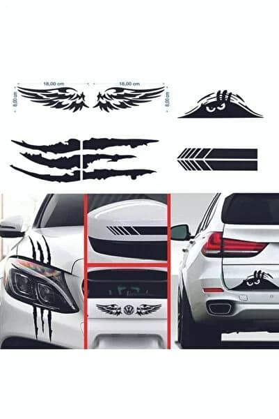 Genel Markalar Oto Sticker Mega 4lü Paket Dikiz Kanat Monster Pençe Bagaj Sticker