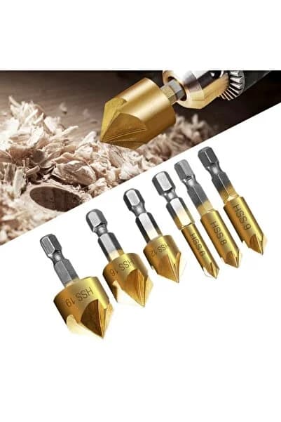 kölner Hss Pah Havşa Delik Açıcı Matkap Ucu 1/4 Hex Saplı Kesici Takım Pnömatik 6mm-19mm 6 Adet Set