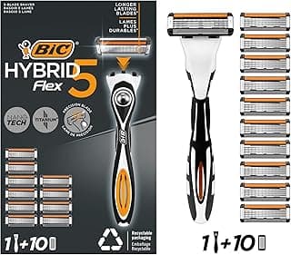 BIC Flex 5 Hybrid Tıraş Bıçağı Seti 1 Gövde + 10 Yedek Başlık 5 Bıçaklı Erkek Tıraş Bıçağı