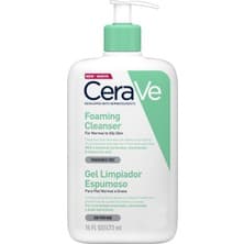 CeraVe Köpüren Temizleyici Jel - Yağlı ve Normal Ciltler İçin, Hyaluronik Asit ve Seramid ile Zenginleştirilmiştir, 473 ml