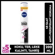 Nivea Kadın Sprey Deodorant Black & White Invisible Clear 48 Saat Anti-Perspirant Koruma 200 ml Ekonomik Boy