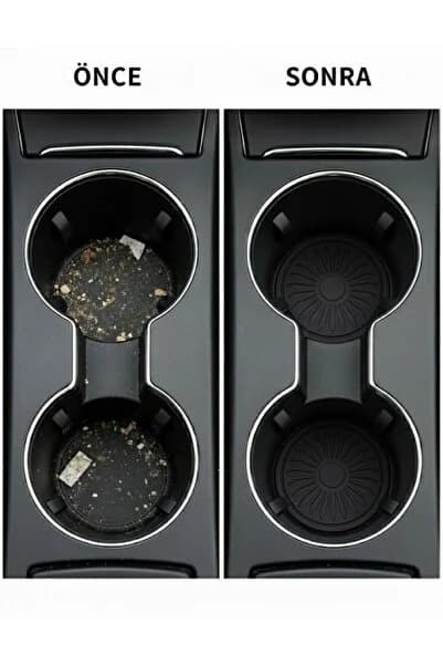Araba Bardak Altlığı Silikon Araç İçi Kaymaz Mat Telefon Para Malzeme Tutucu SİYAH Renk 65 mm 2 ADET