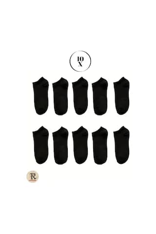Trampler Unisex 10 Çift Ekonomik Patik Pamuk Çorap Siyah