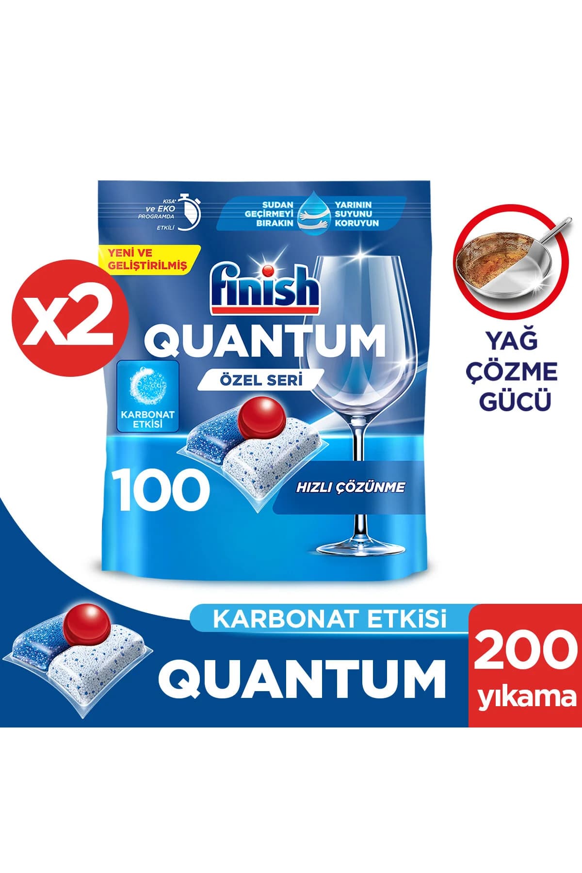 Finish Quantum Bulaşık Makinesi Deterjanı Tablet 200 Adet (100 x 2)