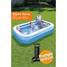 Bestway 12819, Büyük Boy Dikdörtgen Şişme Aile Havuzu + Pompa (211X132X46CM)