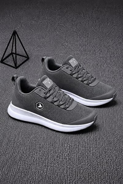PRO JACK Füme Siyah Bağcıklı Sneaker Koşu Yürüyüş Erkek Spor Ayakkabı