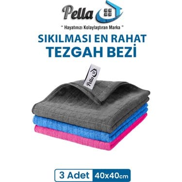 Pella 3 Renk Ithal Mutfak Bezi(Mikrofiber) -Yüksek Emici Havlu 40X40 cm