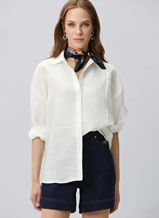 Network Kırık Beyaz Kadın Tencel Karışımlı Gömlek 1098899