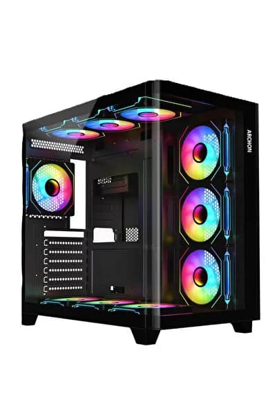 Archon Neon Curved 7x ARGB Fanlı Gaming Oyuncu Bilgisayar Kasası Siyah