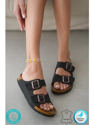 Neon Shoes Madrid Unisex Ortopedik Tabanlı Terlik Çift Bantlı Tokalı Günlük Rahat Ev & Dışarı Terliği