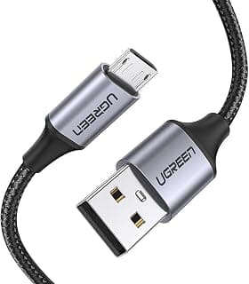 Ugreen Örgülü Micro-USB & USB-A Data ve Şarj Kablosu 60146 - 1 Metre Siyah