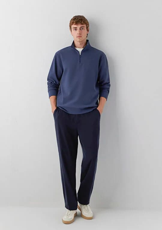 (Tencel™) Lyocell Lacivert Jogger Pantolon