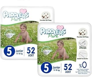 Paddlers Pure Bebek Bezi 5 Numara Junior 104 Adet 2'li Jumbo Set
