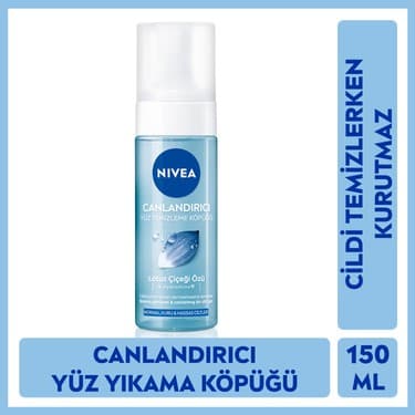NIVEA Canlandırıcı Yüz Yıkama Köpüğü 150ml, Derinlemesine Yüz Temizleme, Normal ve Hassas Ciltler, Saf Su ve Lotus Çiçeği