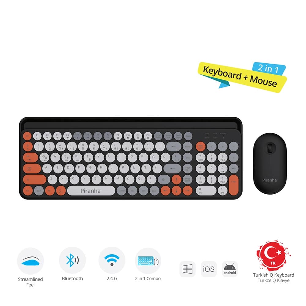 Piranha 2381 Bluetooth Klavye ve Mouse Seti Siyah
