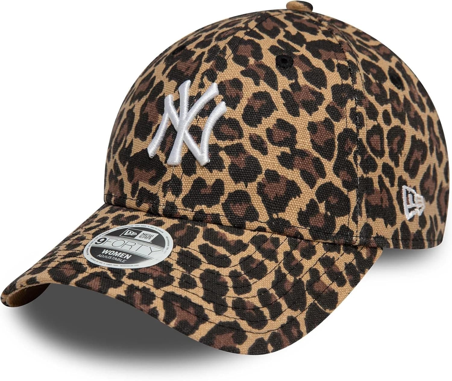 New Era Kadın MLB 9FORTY Leopar Şapka New York Yankees, Kahverengi, Tek Beden