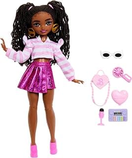 Kahverengi saçlı ve eklemleri bükülebilen Barbie Dream Besties "Brooklyn" bebek ve aksesuarları, dans temalı oyuncaklar, JKP51